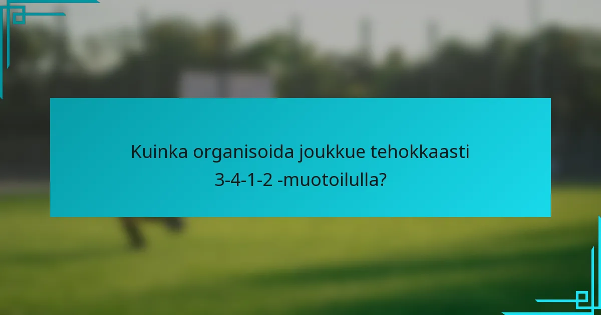 Kuinka organisoida joukkue tehokkaasti 3-4-1-2 -muotoilulla?