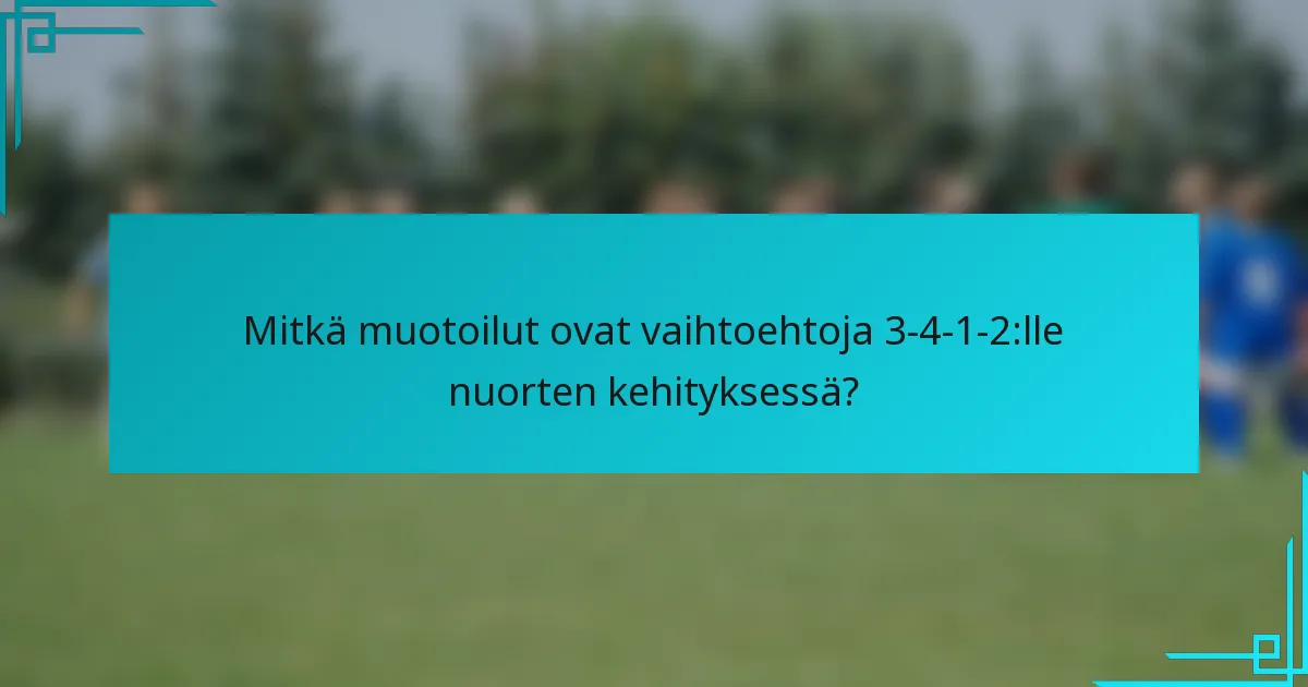 Mitkä muotoilut ovat vaihtoehtoja 3-4-1-2:lle nuorten kehityksessä?