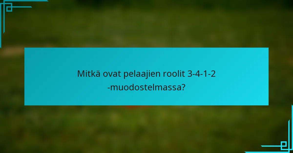 Mitkä ovat pelaajien roolit 3-4-1-2 -muodostelmassa?
